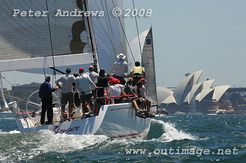Leslie Green's Swan 601 Ginger running down to the Opera House and Fort Denison on Sydney Harbour during the SOLAS Big Boat Challenge 2008. Photo copyright Peter Andrews.