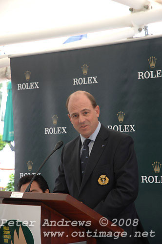 CYCA Commodore and owner / skipper of Ichi Ban, Matt Allen, speaking at the official launch of the Rolex Sydney Hobart Yacht Race 2008. Photo Copyright Peter Andrews.