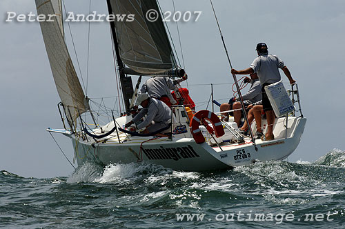 Jeffrey Paul's Mumm 30 Immigrant after the start of the Pittwater Ocean Race 2008. Photo copyright Peter Andrews.