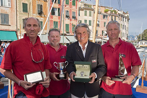 Giovanni Mogna and crew from Bona with their prizes after the presentations for the Portofino Rolex Trophy 2009. Photo copyright Rolex / Carlo Borlenghi.