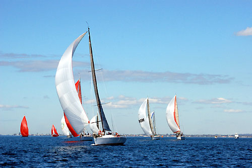 A light spinnaker start on Morton Bay for the Club Marine Brisbane to Keppel Tropical Yacht Race 2009. Photo copyright Suellen Hurling.