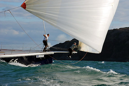 Peter Harburg’s Reichel Pugh 66 Black Jack, approaching the finishing line of the Club Marine Brisbane to Keppel Tropical Yacht Race 2009. Photo copyright Suellen Hurling.