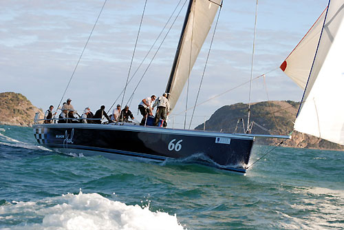 Peter Harburg’s Reichel Pugh 66 Black Jack, approaching the finishing line of the Club Marine Brisbane to Keppel Tropical Yacht Race 2009. Photo copyright Suellen Hurling.