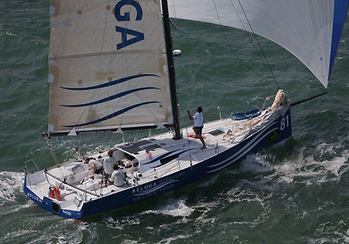 Gerald Bibot's Class 40 Beluga Racer, sailing off the Solent after the start of the, Rolex Fastnet Race 2009. Photo copyright Rolex - Carlo Borlenghi.