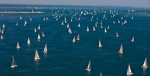 The Fastnet Race fleet in the Solent, after the start of the Rolex Fastnet Race 2009. Photo copyright Rolex - Carlo Borlenghi.