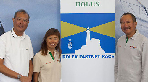Cowen Chiu, Margaret and Karl Kwok from Beau Geste, Hong Kong, at the presentations for the Rolex Fastnet Race 2009. Photo copyright Rolex - Carlo Borlenghi.