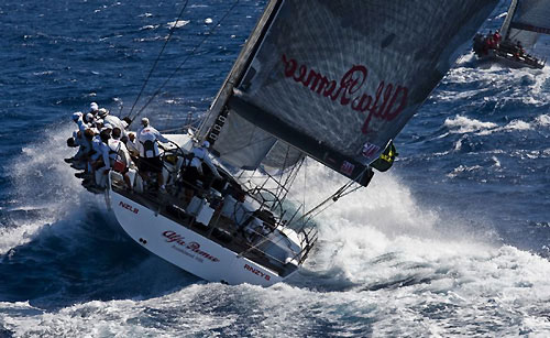 Neville Crichton's Alfa Romeo (NZL), winner of Mini Maxi Racing (Owner / Driver) division, chasing Maestrale Holding's STP65 Luna Rossa, earlier in the Maxi Yacht Rolex Cup 2009. Photo copyright Rolex - Carlo Borlenghi.