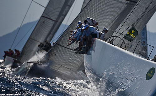 Out on the rail on Neville Crichton's Alfa Romeo, during the Maxi Yacht Rolex Cup 2009. Photo copyright Rolex - Carlo Borlenghi.