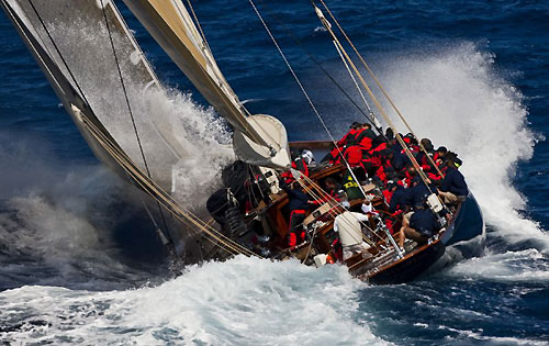 J-Class yacht, Velsheda racing in the Spirit of Tradition division, during the Maxi Yacht Rolex Cup 2009. Photo copyright Rolex - Carlo Borlenghi.
