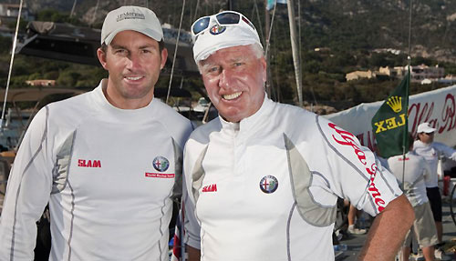 Tactician Ben Ainslie and owner / skipper Neville Crichton of Alfa Romeo 3, winner of the Mini Maxi Racing (Owner / Driver) class, in the Maxi Yacht Rolex Cup 2009. Photo copyright Rolex - Carlo Borlenghi.