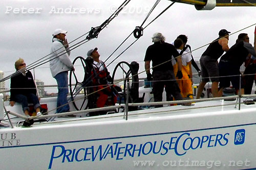 Andrew Short at the helm of PriceWaterHouseCoopers (Shockwave 5), during the Winter Series on Sydney Harbour, earlier this year. Photo copyright Peter Andrews.