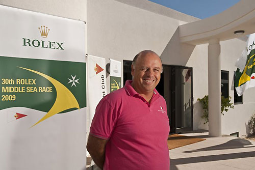 Commodore Georges Bonello DuPuis at the new Royal Malta Yacht Club premises, Rolex Middle Sea Race 2009.