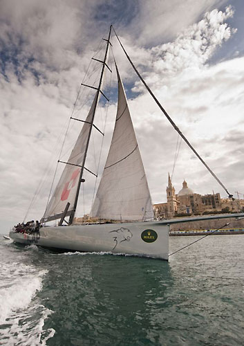 Mike Slade's Farr 100 ICAP Leopard arriving in Marsamxett Harbour, during the Rolex Middle Sea Race 2009. Photo copyright Rolex / Alan Carville.