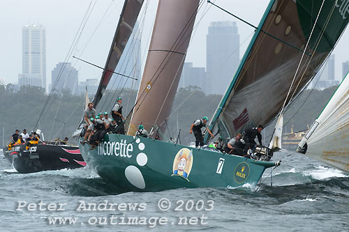 Ludde Ingvall's original Nicorette on Sydney Harbour during the start of the Rolex Sydney Hobart Yacht Race 2003. Photo copyright Peter Andrews, Outimage.