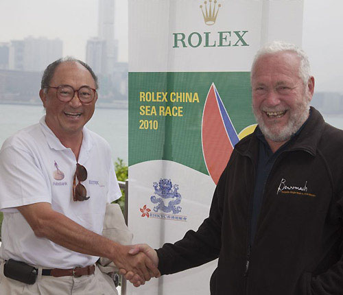 Mr. Lowell Chang and Sir Robin Knox-Johnston from FfreeFire 70, at the Royal Hong Kong Yacht Club's Rolex China Sea Race 2010 Press Conference. Photo copyright Daniel Forster, Rolex.
