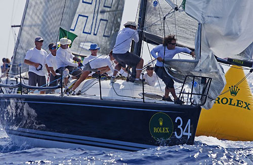 Alex Roepers' Plenty rounding the mark during day 1 of the Rolex Farr 40 Worlds 2010 in Casa de Campo. Photo copyright Daniel Forster, Rolex.