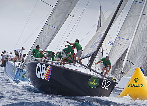 Massimo Mezzaroma and Vasco Vascotto's Nerone arriving at the windward mark during the Rolex Farr 40 Worlds 2010 in Casa de Campo. Photo copyright Daniel Forster, Rolex.
