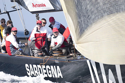 Louis Vuitton Trophy, La Maddalena, Sardegna. Race day five saw plenty of close racing with Artemis and Luna Rossa battled for weather mark and finish with Artemis winning. Photo copyright Bob Grieser, Outsideimages NZ and Louis Vuitton Trophy.