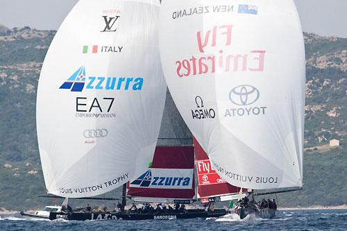 Louis Vuitton Trophy, La Maddalena, Italy. Day 6. Emirates Team New Zealand (NZL) verses Azzurra (ITA). Photo copyright Bob Grieser, Outsideimages NZ and Louis Vuitton Trophy.