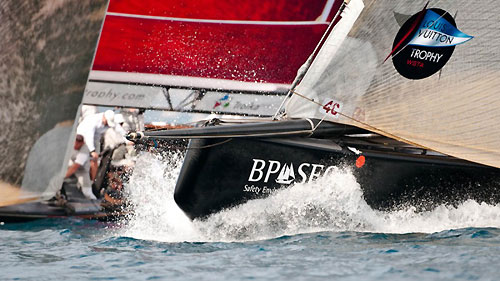 Louis Vuitton Trophy, La Maddalena. Race Day 6. ALEPH Sailing Team (FRA) verses Synergy Russian Sailing Team (RUS). Photo copyright Paul Todd, Outsideimages NZ and Louis Vuitton Trophy.