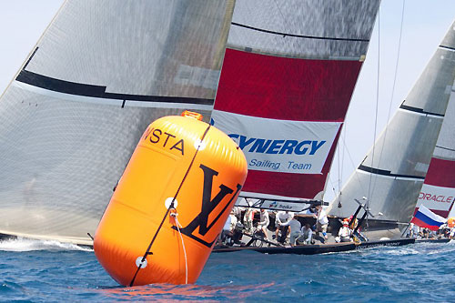 Louis Vuitton Trophy, La Maddalena, Italy. Race Day 7. BMW ORACLE Racing (USA) verses Synergy Russian Sailing Team (RUS). Photo copyright Bob Grieser, Outsideimages NZ and Louis Vuitton Trophy.