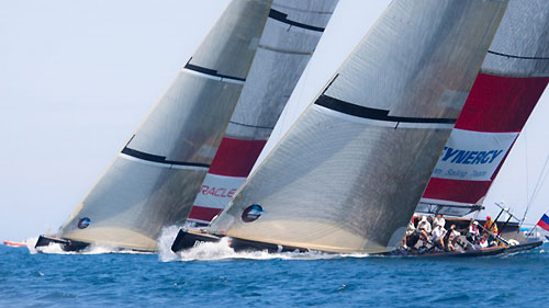Louis Vuitton Trophy, La Maddalena, Italy. Race Day 7. BMW ORACLE Racing (USA) verses Synergy Russian Sailing Team (RUS). Photo copyright Bob Grieser, Outsideimages NZ and Louis Vuitton Trophy.