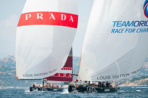 Louis Vuitton Trophy, La Maddalena, Italy. Race Day 8. TeamOrigin (GBR) verses Luna Rossa (ITA). Photo copyright Paul Todd, Outsideimages NZ and Louis Vuitton Trophy.