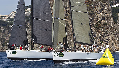 Vincenzo Addezzi's Fra Diavolo and Luciano Gandini's Twin Soul, racing in the Mylius class. Photo copyright Carlo Rolex and Borlenghi.
