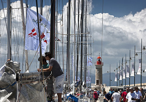 Dock Side preparations in St Tropez harbour. Photo copyright Rolex and Kurt Arrigo.