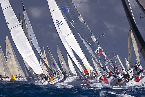Fleet at the first day of coastal racing, during the Giraglia Rolex Cup 2010. Photo copyright Rolex and Kurt Arrigo.
