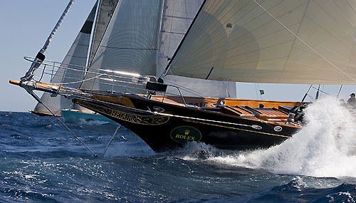 Otto Happel and Rockport Ltd's classic ketch Hetairos, during the Maxi Yacht Rolex Cup 2010. Photo copyright Rolex and Carlo Borlenghi.