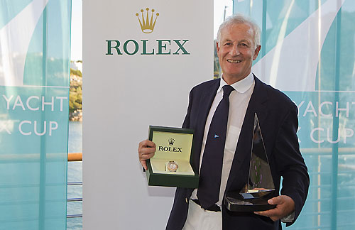 Claus Peter Offen, Y3K, winner of the Wally division, at the Maxi Yacht Rolex Cup 2010 prizegiving. Photo copyright Rolex and Carlo Borlenghi.