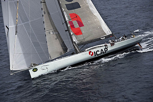 Mike Slade's ICAP Leopard approaching Stromboli, during the 31st Rolex Middle Sea Race. Photo copyright Rolex and Kurt Arrigo.