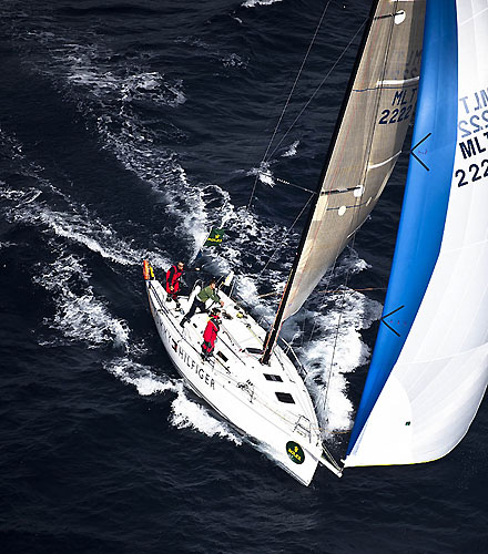 Lee Satariano and Christian Ripard's J122 Artie, during the 31st Rolex Middle Sea Race. Photo copyright Rolex and Kurt Arrigo.
