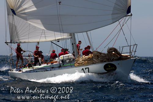 Victorian Martin Power’s Peterson 44 Bacardi, outside the heads after the start of the Rolex Sydney Hobart 2008. Photo copyright Peter Andrews, Outimage Australia.