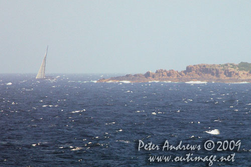 Not only the delays were a headache for Zennström, the delivery from Port Kembla to Sydney also faced a challenge of a strong north-easterly headwind for the voyage, as Rán is seen passing Bass Island from Wollongong Headland. Photo copyright Peter Andrews, Outimage Australia.