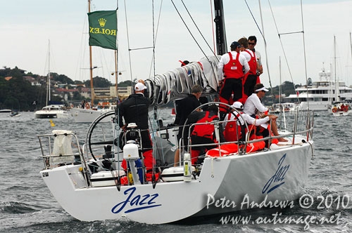 Chris Bull's Cookson 50 Jazz, ahead of the start of the Rolex Sydney Hobart 2010. Photo copyright Peter Andrews, Outimage Australia.