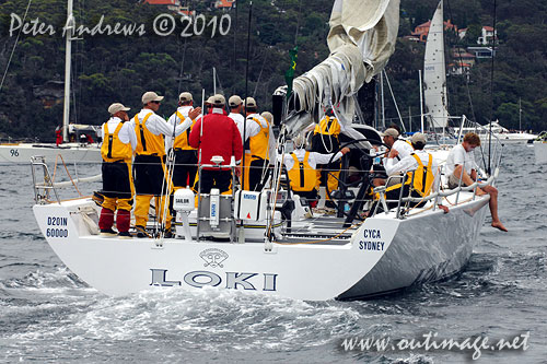 Stephen Ainsworth's Reichel Pugh 63 Loki, ahead of the start of the Rolex Sydney Hobart 2010. Photo copyright Peter Andrews, Outimage Australia.