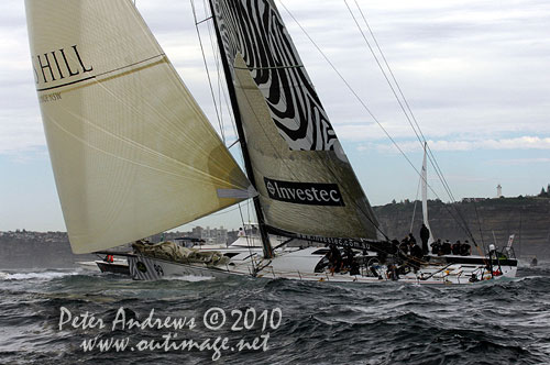 Sean Langman and Anthony Bell’s Investec Loyal, outside the heads after the start of the 2010 Rolex Sydney Hobart Yacht Race. Photo copyright Peter Andrews, Outimage Australia.