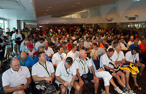 Packed race day weather briefing. Photo copyright Rolex and Carlo Borlenghi.