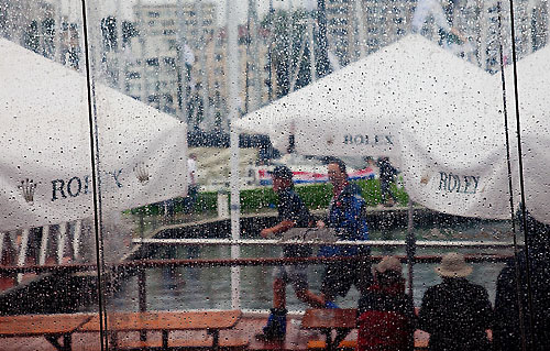 Start morning rain, dockside Cruising Yacht Club of Australia, which had cleared up in time for the start. Photo copyright Rolex and Daniel Forster.