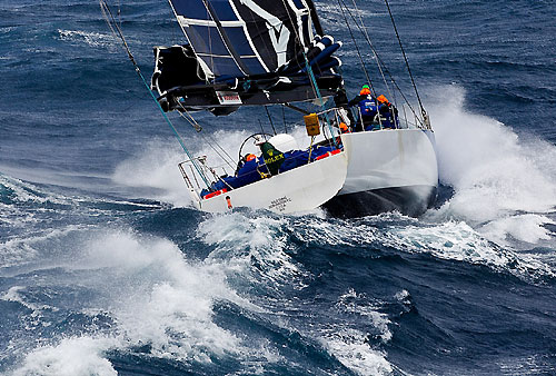 Grant Wharington's Jones 98 Wild Thing, off the New South Wales south coast during the Rolex Sydney Hobart Yacht Race 2010. Photo copyright Rolex and Carlo Borlenghi.