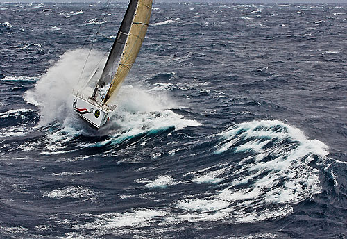 Matt Allen's Jones 70 Ichi Ban, sailing offshore with reduced sail during the Rolex Sydney Hobart 2010. Photo copyright Rolex and Carlo Borlenghi.