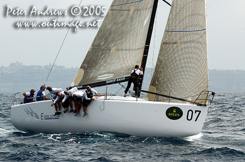 Richard Perini’s Evolution offshore Sydney back in 2005, where it had won the Rolex Farr 40 World Championship for that year. Photo copyright Peter Andrews, Outimage Australia.