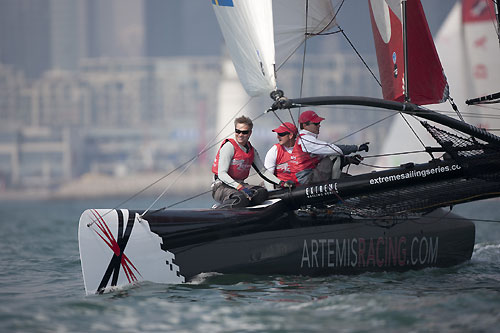 Artemis Racing skippered by Santiago Lange for Act 2, during the Extreme Sailing Series 2011, Qingdao, China. Photo copyright Lloyd Images.