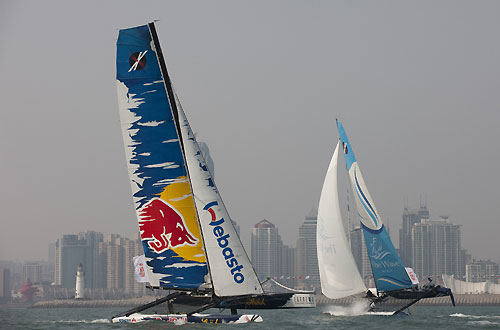 Red Bull Extreme Sailing and The Wave, Muscat racing, during the Extreme Sailing Series 2011, Qingdao, China. Photo copyright Lloyd Images.