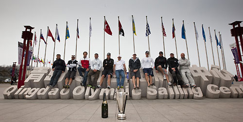 The skippers at the Qingdao Olympic Sailing Centre, during the Extreme Sailing Series 2011, Qingdao, China. Photo copyright Lloyd Images.