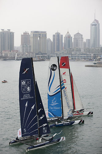 Fleet racing on the final day, during the Extreme Sailing Series 2011, Qingdao, China. Photo copyright Lloyd Images.