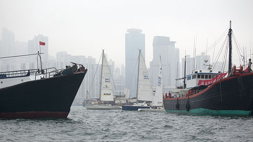 RHKYC Spring Regatta Day 2. Trapped! By fishing boats. Photo copyright Royal Hong Kong Yacht Club and Guy Nowell.