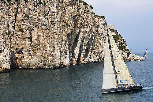 DSK Pioneer Investments (ITA) sails pass Sperlonga, during the Rolex Volcano Race, Capri, Italy. Photo copyright Rolex and Carlo Borlenghi.